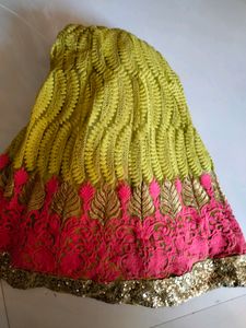 Designer ghagra skirt with lace belt on waist