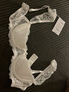 Lace Trimmed White Bra