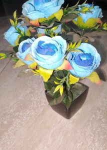 Beautiful Blue Artificial Rose Flower Bouquet with