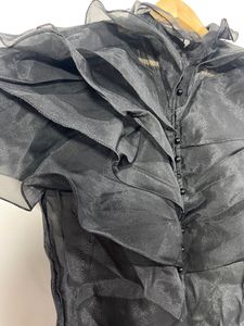 Women Black Ruffles Style Top