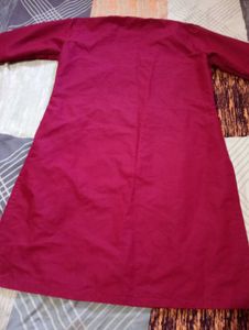 Maroon Kurta with White Patiala