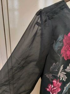 Sheer Floral Print Long Sleeve Top
