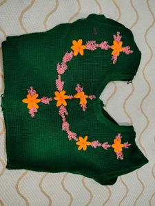 Green Knitted Floral blouse
