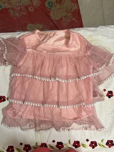 Pink Tiered Tulle Top