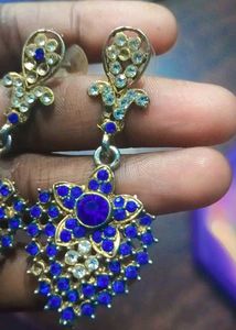 Stunning Blue &amp; White Stone Earrings