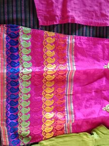 Cotton Silk Kurti With Inner And Leggings With Embroidery Work
