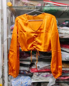 S and M size Satin Ruched Crop Top
