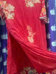 Chiffon red Kurta Set