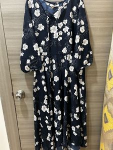 Navy Floral Print Maxi Dress