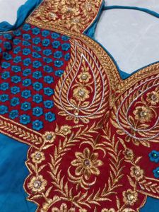 Elegant Blue Kurti with Intricate Gold Embroidery
