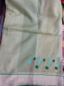 Elegant Light Green Embroidered Saree