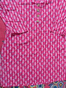 Pink Printed Cotton Kurta