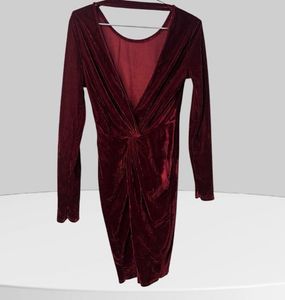Burgundy Velvet Mini Dress
