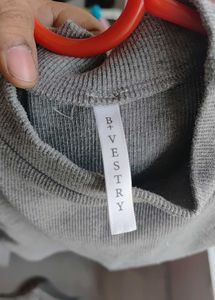 Grey Cropped Mock Neck Long Sleeve Top