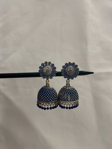 Stunning Blue Jhumka Earrings