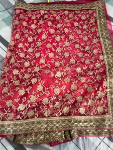 Vibrant Pink embroidered  Saree