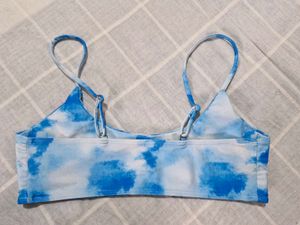 Blue &amp; White Bikini Top
