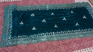 Teal Velvet Mirror Work Suit