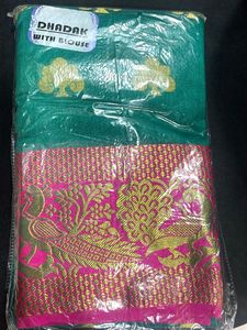 Beautiful Green Saree with Peacock Design