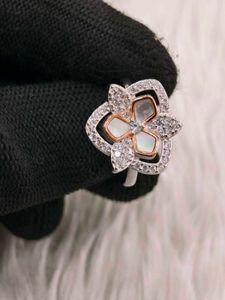 Beautiful Floral Ring with Stones 925 silver