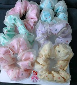 Polka Dot Scrunchies Pack Of 6