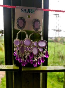 Chandelier Earrings with Purple Stones