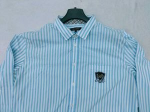 cotton Blue Striped Men's Shirt