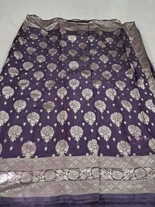 Elegant Dark Purple Saree with Intricate Weave