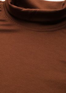 Brown High Neck Bodycon Dress