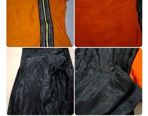 Orange Ethnic Kurta with Embellished Panel