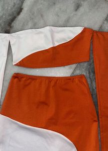 Orange &amp; White Two-Piece Set