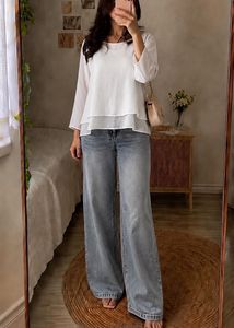 MANGO Elegant White Tiered Layered Blouse