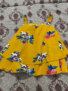 Stylish Yellow Floral Tiered Top
