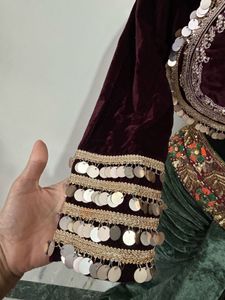 Elegant Green Velvet drape saree