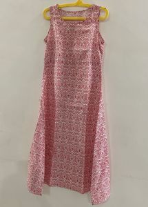 orange Block Print Sleeveless Maxi Dress