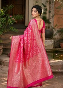 Vibrant Pink Silk Saree