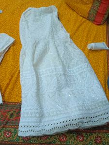 Elegance Off-White Embroidered Straight Kurta with