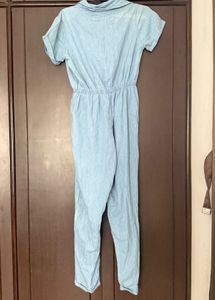 Light Blue Collared Jumpsuit