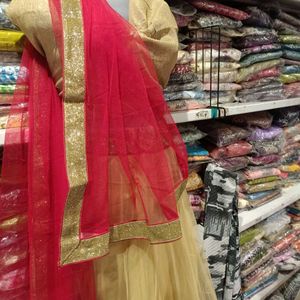 Stunning golden &amp; Red Lehenga Choli unsteached