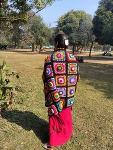 Colorful Crochet Granny Square Shawl