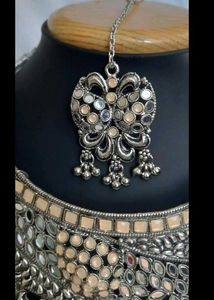 Oxidized Silver Necklace with Earrings