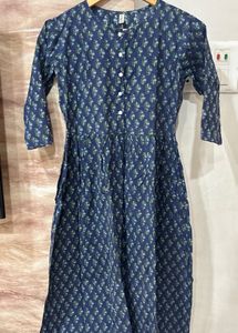 Blue Floral Print Kurta