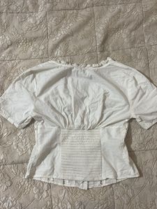 Chic White Short-Sleeve V-Neck Blouse