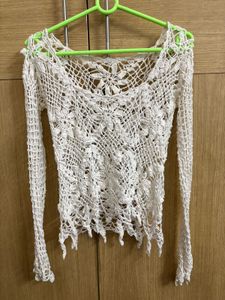 Boho Crochet Lace Long Sleeve Top