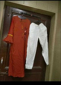Stylish Rust Kurta with Bell Sleeves pants set