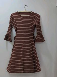 Striped Brown Casual Dress
