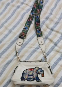 Embroidered Elephant Patch Purse