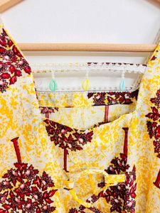 Yellow Back Tie-up Short Kurti
