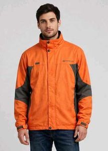 Men's Orange & Grey Colorblock Jacket