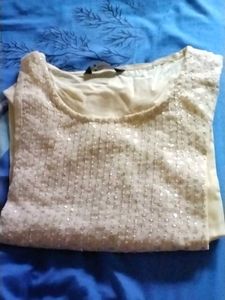 Sparkling Sequin light yellow kurti